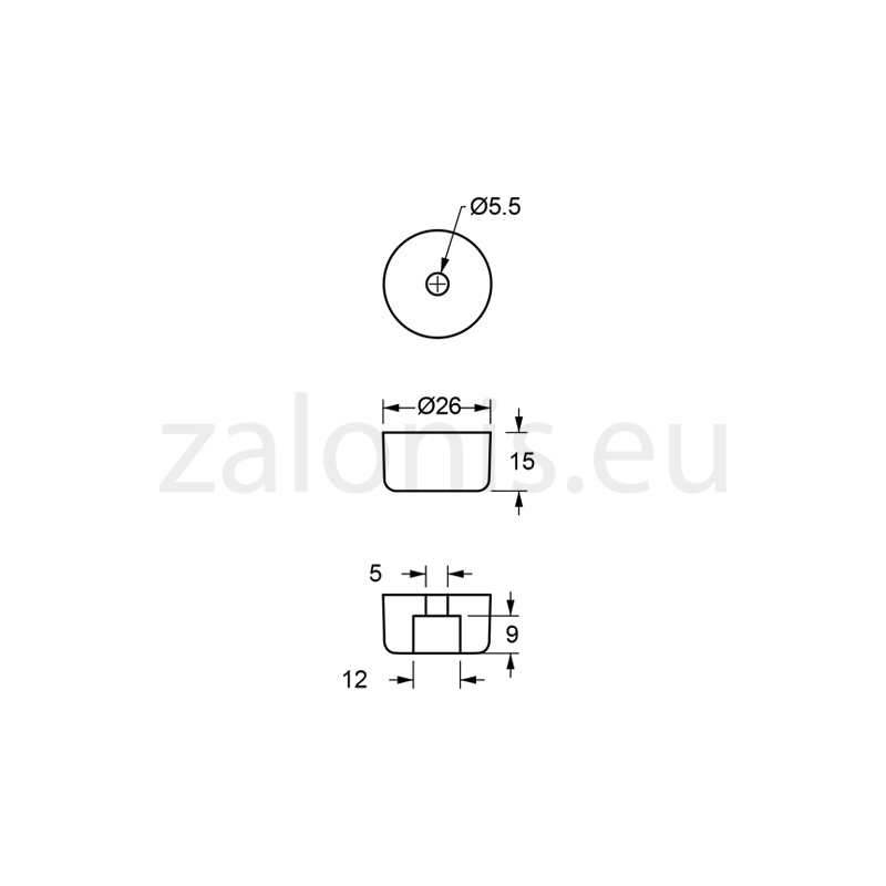 ΠΑΤΙΝΙ ΒΙΔΩΤΟ Φ26 Υ15mm / ΜΑΥΡΟ